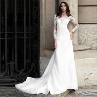 Wholesale Sheer Long Sleeves Mermaid Wedding Dresses Modest Appliques Lace Bridal Gowns Formal Custom Online Robe De Mariage Vintage