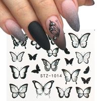 Wholesale Butterfly Nail Stickers Water Transfer Decals Colorful Blue Black Design NailArt Manicure Sliders Wraps Foils
