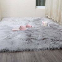 Wholesale Simanfei Hairy Carpets New Sheepskin Plain Fur Skin Fluffy Bedroom Faux Mats Washable Artificial Textile Area Square Rugs