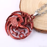 Wholesale Rights Game Ice and Fire Songs necklaces Tangeranglian family three headed dragon necklaces three dimensional logo pendant necklaces