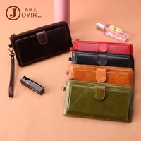Wholesale Korean fashion ladies leather wallet multifunction phone rfid Clutch leather women bag bit cards