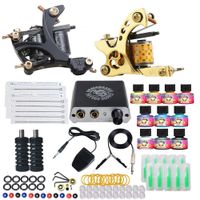 Wholesale Complete Tattoo Kits Machines Gun Colors Inks Sets Power Supply Needles Tips Tattoo Set