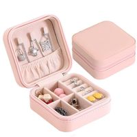 Wholesale Lady Travel Jewelry Box Zipper Closure PU Leather Small Jewelry Organizer Portable Display Storage Case for Rings Earrings Necklaces