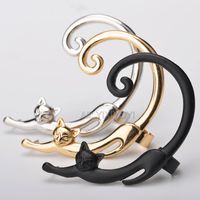 Wholesale Beautiful Amazing Gold Silver Black Cute Cat Style Circle Ear Stud Earrings Fashion Women s Earring Jewelry Girl s Gift