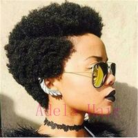 Short Black African Kinky Curly Afro Wig For Women Human Hair Wigs Afro Curly Short Style Wigs For Daily Use None Lace Front Natural Black