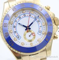 Wholesale 44MM Stainless Steel Gold Bracelet Automatic Mechanical Mens Watches Watch Bidirectional Rotating Bezel Blue Hands Index Hour Markers