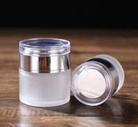 Wholesale Frosted Glass Jar Cream Bottles Round Cosmetic Jars Hand Face Cream Bottle g g g Jars with Gold Silver White Acrylic Cap PP liner SN