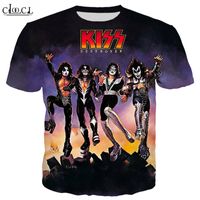 Wholesale 2020 New Style Heavy Metal Rock KISS Band T shirt Women Men D Print Short Sleeve T shirts Casual Couples Tee Tops S XL