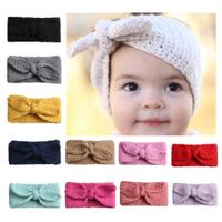 Wholesale 24pcs Winter Warmer Ear Knitted Headband Turban For Baby Girls Crochet Bow Wide Stretch Hairband Headwrap Hair Accessories