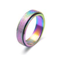 Wholesale Titanium Steel Rotating Rings for Womwn Men Rose Gold Rainbow Frosted Surface Lucky Runner Engagement Wedding Jewerly Gift
