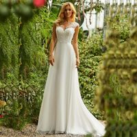 Wholesale 2019 Sex Transparent Lace Long Open Back Bridal Dresses A Line Chiffon Beach White American Wedding Dress Plus Size Robe De Mariage