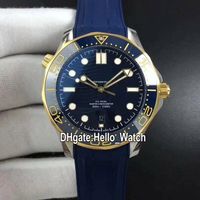 Wholesale BF New Dive Meter Series Cal Automatic Mens Watch Blue Ripple Dial Ceramics Bezel Two Toen Gold Case Rubber Strap
