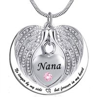Wholesale Nana Angel Wing Urn Necklace for Ashes Heart Cremation Memorial Keepsake Pendant Necklace Jewelry with Fill Kit and Gift
