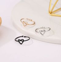 Wholesale New Minimalist Adjustable Rings for Women Girl Rose Gold Silver Color Heart Shaped Wedding Ring Love Finger Ring For Best Friend