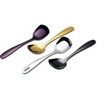 Wholesale Korea style square head soup spoons stainless steel rice table spoon for home restaurant use flat spoon scoop