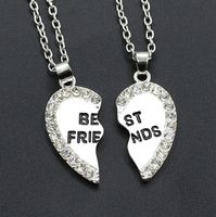 Wholesale Love English Pendant Alloy Item Fashion Two Piece Diamond Best Friends Necklace Good Friends Necklace