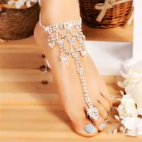 Wholesale Women Fashion Silver Ankle Jewelry Bridal Crystal Beach Barefoot Sandals Foot Toe Anklet Bracelet