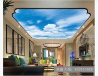 High Definition Blue Sky And White Clouds Ceiling Zenith Large Mural Wallpaper For Living Room Bedroom Wallpaper Painting Decor