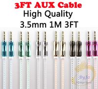 Wholesale 3 mm M FT Braided AUX Audio Cable Cucurbit Auxiliary Cable Male To Male Stereo Car Extension Audio Cable For MP3 Car Phone