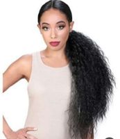 Wholesale 160g Long Drawstring Ponytail Human High Puff Afro Clip in Ponytail Hair Extensions Brown Curly Corn Wave Clip in Hair Pieces for Women