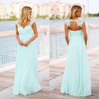 Menthe Vert Boho Robes De Demoiselle D Honneur En Mousseline De Soie Dentelle Appliques Creux Retour Plage De Mariage Invité Demoiselle D Honneur