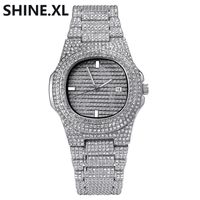 Wholesale Mens Watch Quartz Gold HIP HOP Wrist Watches With Micro pave CZ Stainless Steel Wristband Clock Hours