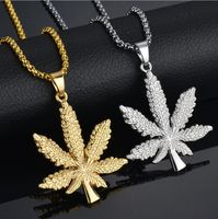 Wholesale Gold Chains For Men Hip Hop Jewelry Silver Gold Plated Maple Leaf Pendant Long Gold Chains Hip Hop Bling Necklace Mujer Iced Out Chain