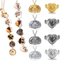 Wholesale Women Grils Fashion Multi Layer Unfoldable Photo Locket Pendant Silver Gold Angle Wings Style Round Love Heart Necklace Jewelry Gifts