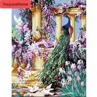 Wholesale Painting By Number Animal Peacock Kits Drawing Canvas Handpainted Picture Diy Art Gift Beautiful Painting By Numbers Diy Picture