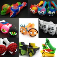 Tuyau En Silicone Avec Bol En Verre 4 Styles De Dessin Animé Mini Pipes D Huile Barboteur Recyclage De L Eau Dab Pipes Pyrex Tabac Bowl
