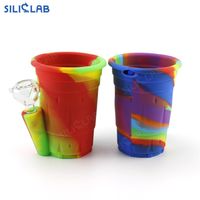 Wholesale All in One Piece Silicone Smoking Water Pipe with Drinking Cabin Portable Smoke Bubbler Unbreakable Bubble Cup Bong by SILICLAB
