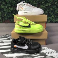 With Box Ow Children Air Forced 1 Volt Low Kids Sneakers White Black Boys Girls Youths Fashion One Sports Running Shoes Size 22 35