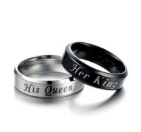 Wholesale Hot Her King his Queen stainless steel lovers ring Finger Rings Couple Rings
