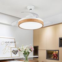 Wholesale Modern V Led Ceiling Fans With Lights Bedroom White Ventilateur Remote Control wooden Home Indoor Cooling Fan Lamp