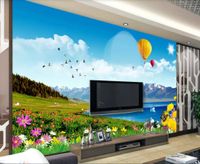 Wholesale 3d room wallpaper custom photo mural Blue sky white clouds snow mountain grass TV background wall wallpaper for walls d