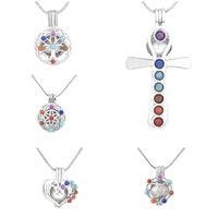 Wholesale New chakra Yoga Pearl cage Pendant without chain Tree of Life Heart Sanskrit flower Cross Open cages charm For Necklace Jewelry Making