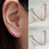 Wholesale Diamond Clip Cuff Earrings Silver Gold Plated Dipper Hook Stud Earrings Jewelry for Women Earring