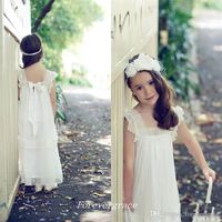 Wholesale 2019 Beautiful Kids Cute Girl s Dress for Boho Wedding Cap Sleeves Pageant Dresses First Communion Dress Lace Flower Little Girls Dress
