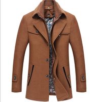 Wholesale Mens Winter Coat Fashion Plus Size Thick Wool Jacket Designer Solid Color Slim Outerwear