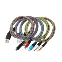 Wholesale 3FT Quick Charging Metal Connector Braided Nylon fabric type c usb c micro usb data charging cable for samsung LG android phone