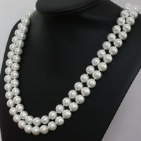 Wholesale Popular genuine white shell mm simulated pearl round beads necklace long chains rope fine jewelry inch B1442