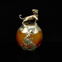 Wholesale Collectable Beeswax Armor Tibetan Silver Hand carve Zodiac statue Tiger S444