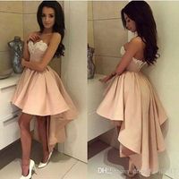 Wholesale Modern Sexy Sweetheart Lace High low Ball Gown Cocktail Dress Above Knee Pleats Short Prom Dresses Sweety Homecoming Dress Graduation Party