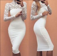 Wholesale 2020 Women s Lace Elegant Dress Long Sleeve Knee Length Cocktail Bodycon Party Sexy Dresses for Ladies