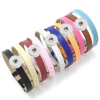 Wholesale 8MM PU Leather Metal Snap Bracelet Bangle quot Can Choose the Color quot pieces snap button jewelry LSNB14