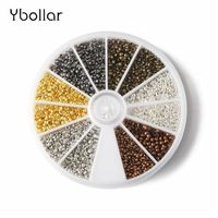 Multicolor Tube Crimp Beads Round Spacer Beads 2 boxes Mixed Bracelet Loose Beads for Jewellery Making