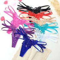 Wholesale Lace Butterfly Briefs g stings Hollow Bandage Waist panties Sexy Thong G String T Back Women Underwear panty Lingerie Clothes