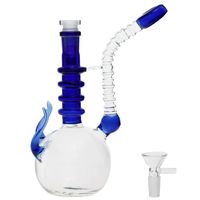 Wholesale 19cm royal blue oil rigs glass bongs with bowl mm inline hookahs perc smoking glass water pipes glass bong in stock