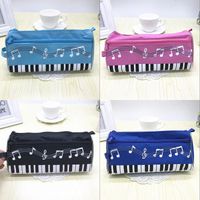 Wholesale Music piano pencil case polyester pen bag Double high capacity pen box stationery office school student gifts