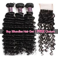 Wholesale Brazilian Hair Extensions Indian Human Hair Bundles with Closure Curly Body Buy Bundles Get A Free Closure Straight Loose Wave Water Wave